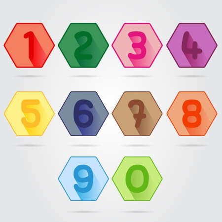  colorful hexagon Numbers setのイラスト素材