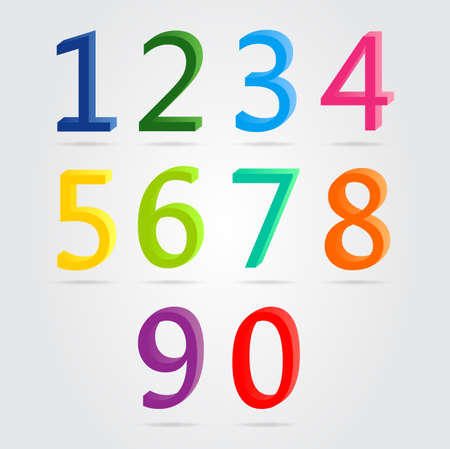 3d colorful numbers set のイラスト素材