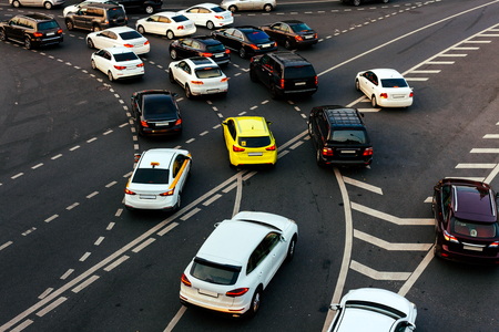 Traffic in the big city of Moscowの写真素材