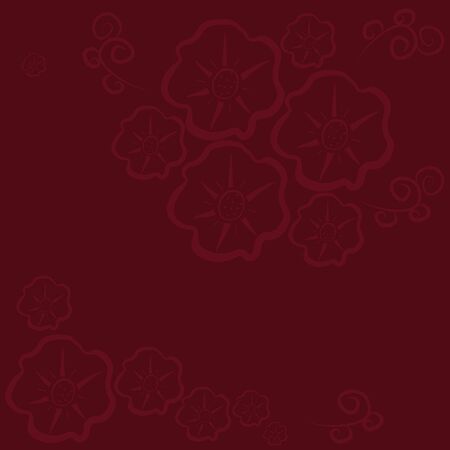 floral pattern on the background color burgundy.のイラスト素材