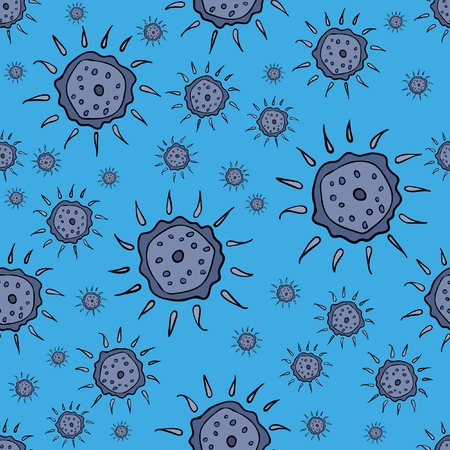 Seamless flowers pattern. Soft blue background. For printing on packaging, bags, cups, laptop, etc. Vector illustration.のイラスト素材