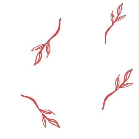 Seamless pattern with twigs in red color. Vector. For your design.のイラスト素材