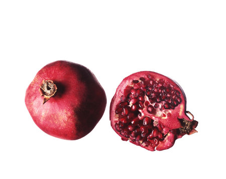 One and slice of pomegranate