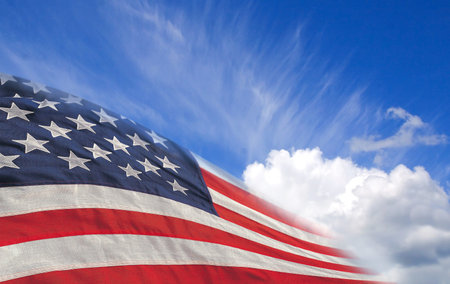 USA flag in the skyの写真素材