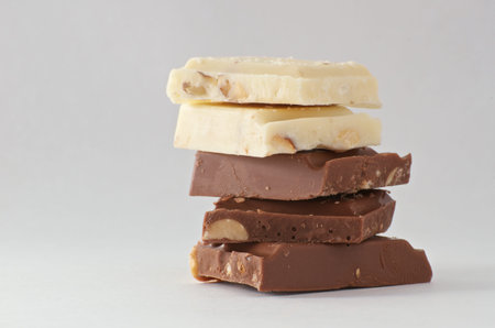 Black and white chocolate barsの写真素材