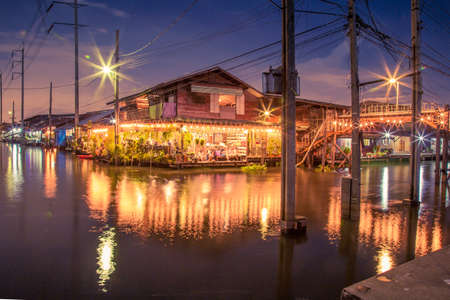 Vintage village on river side in Thailandのeditorial素材