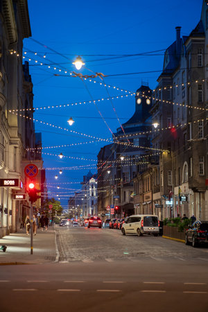 The street of the center of Rigaの写真素材