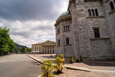 Cathedral and Neoclassical Building in Squareの写真素材