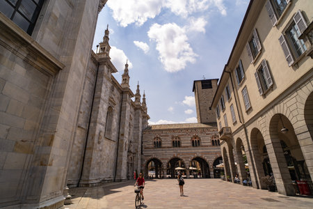 Cathedral and Medieval Square with Archesの写真素材
