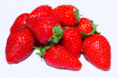 Strawberries - isolated on a white backgroundの写真素材
