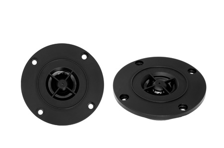 Polycarbonate highrange dome tweeter on white backgroundの写真素材