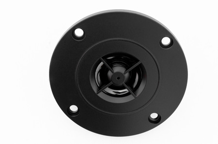 Polycarbonate highrange dome tweeter on white backgroundの写真素材