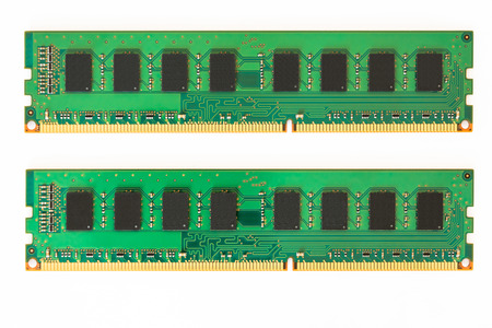 Computer Random Access Memory (RAM) chips isolated on white background.の写真素材