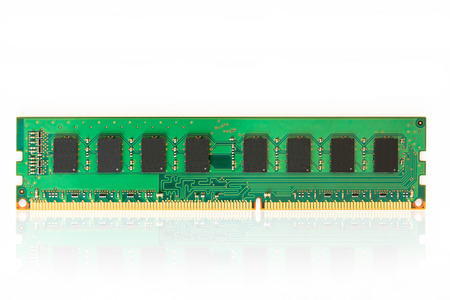 Computer Random Access Memory (RAM) chips isolated on white background.の写真素材