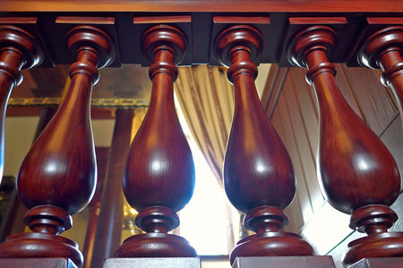 Classical wooden baluster in old mansion.