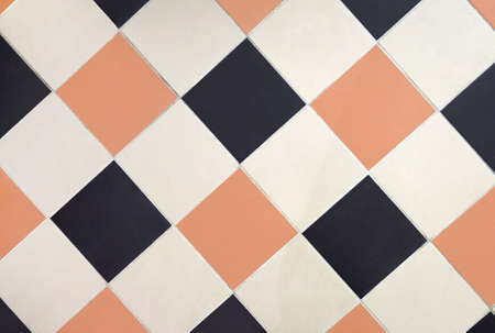 Old three color ceramic tile floor, arlequin design.の写真素材