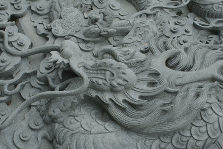 Dragon stucco in the templeの写真素材