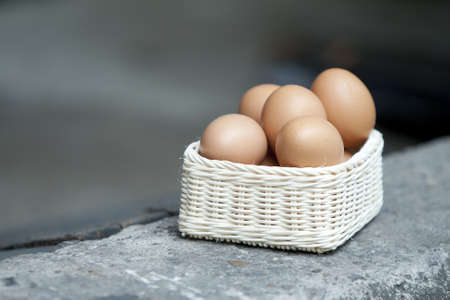 eggs on basketの写真素材