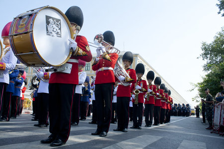 BANGKOK, THAILAND - DECEMBER 5 Impressive Military Parade for H M King Bhumibol Adulyadej, Rama IX...