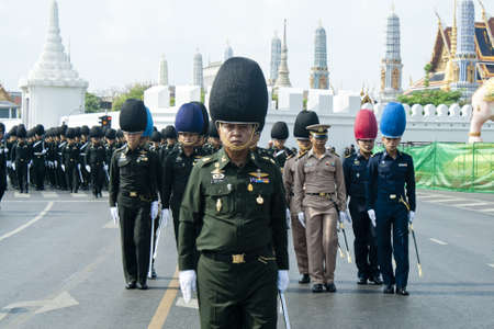 BANGKOK, THAILAND - MARCH 18    Preparing for the royal cremation ceremony of Prince Bejaratana Rajasuda Sirisobhabannavadi  Soldiers of the Sanam Luang, Bangkok Thailand  on march 18,2012 のeditorial素材