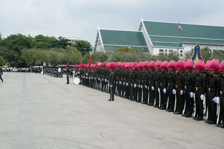 BANGKOK, THAILAND - MARCH 18    Preparing for the royal cremation ceremony of Prince Bejaratana Rajasuda Sirisobhabannavadi  Soldiers of the Sanam Luang, Bangkok Thailand  on march 18,2012 のeditorial素材
