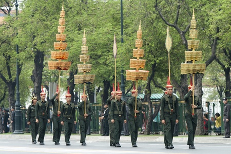 BANGKOK, THAILAND - MARCH 25  The Royal Cremation Ceremony of Prince Bejaratana Rajasuda Sirisobhabannavadi  Members of the Sanam Luang, Bangkok, Thailand  March 25, 2012 のeditorial素材