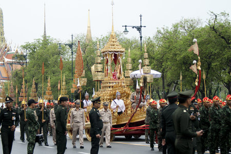 BANGKOK, THAILAND - MARCH 25  The Royal Cremation Ceremony of Prince Bejaratana Rajasuda Sirisobhabannavadi  Members of the Sanam Luang, Bangkok, Thailand  March 25, 2012 のeditorial素材