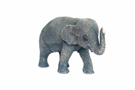wooden carved elephant isolated on white backgroundの写真素材