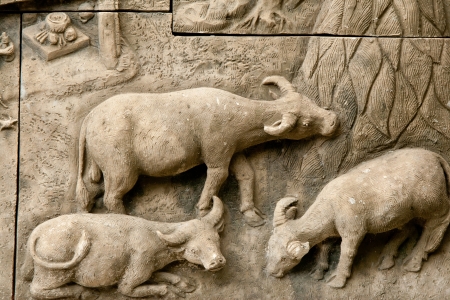 native molding art on wall in thai styleのeditorial素材