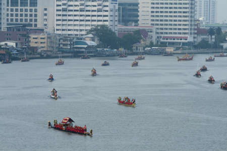 BANGKOK,THAILAND-NOVEMBER,2 The Royal Barge Procession Exercises on the occasion for Royal Kathin ceremony which will take place at Wat Arun Ratchavararam,November 2,2012 in Bangkok,Thailand のeditorial素材