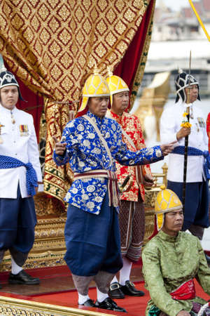 BANGKOK,THAILAND-NOVEMBER,2 The Royal Barge Procession Exercises on the occasion for Royal Kathin ceremony which will take place at Wat Arun Ratchavararam,November 2,2012 in Bangkok,Thailand のeditorial素材