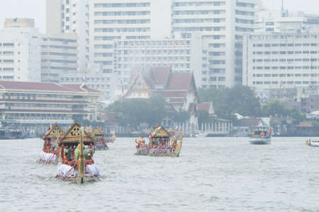 BANGKOK,THAILAND-NOVEMBER,2 The Royal Barge Procession Exercises on the occasion for Royal Kathin ceremony which will take place at Wat Arun Ratchavararam,November 2,2012 in Bangkok,Thailand のeditorial素材