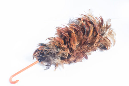 Feather broom for cleaning isolated on white background