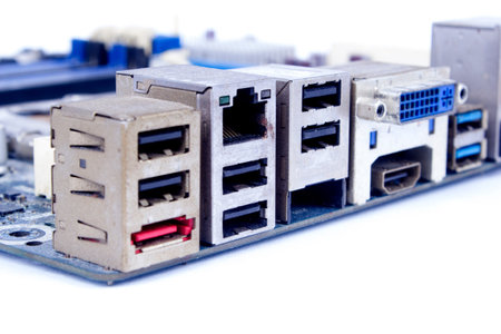 usb port on the white background.の写真素材