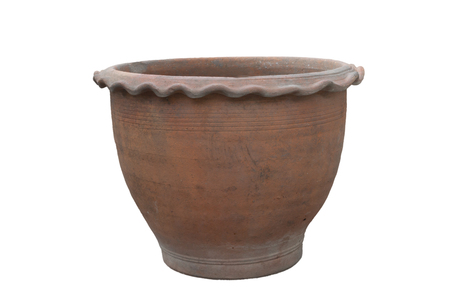 old  clay pot on white backgroundの写真素材