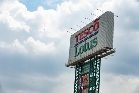 Bangkok,Thailand-May 5, 2019:Tesco Lotus billboards, shopping mall in Thailandのeditorial素材