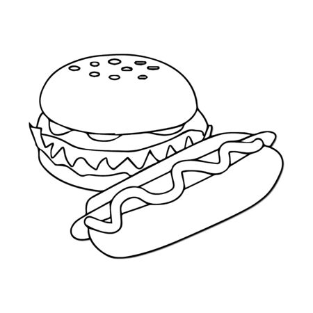 hot-dog-and-hamburgerのイラスト素材