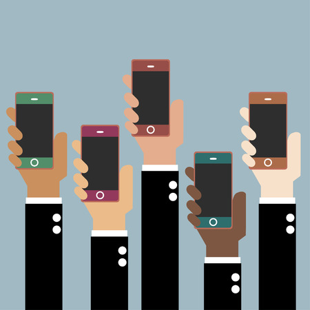 Hand with Smart phoneのイラスト素材