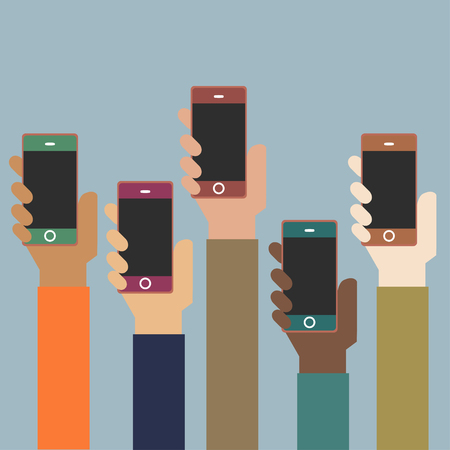 Hand with Smart phoneのイラスト素材