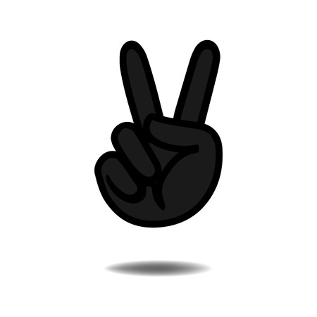 hand pointing two fingersのイラスト素材