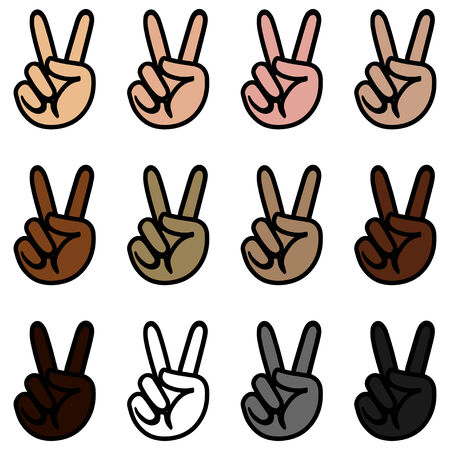 hand pointing two fingersのイラスト素材