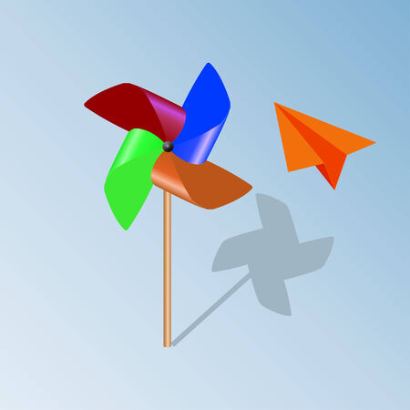 propeller-pinwheel and plane paperのイラスト素材