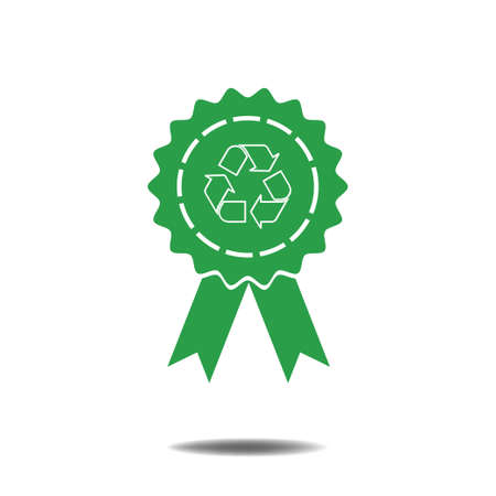 badge ribbons Recycle sign iconのイラスト素材
