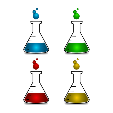 Colorful chemical in Flasksのイラスト素材