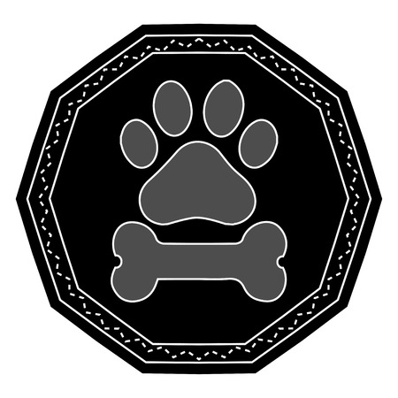 Paw Print with Bone dogのイラスト素材