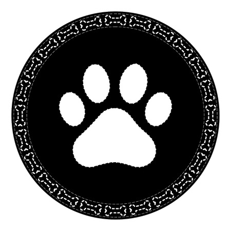 Paw Print with Bone dogのイラスト素材