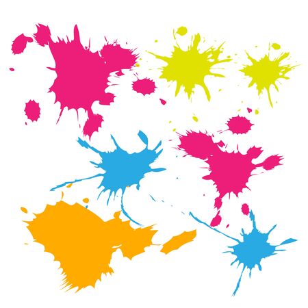 Colorful Bright Ink Splashes on White Backgroundのイラスト素材