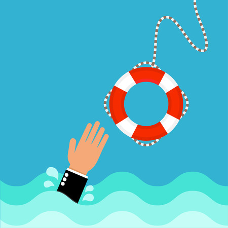 Lifebuoy with  business handのイラスト素材