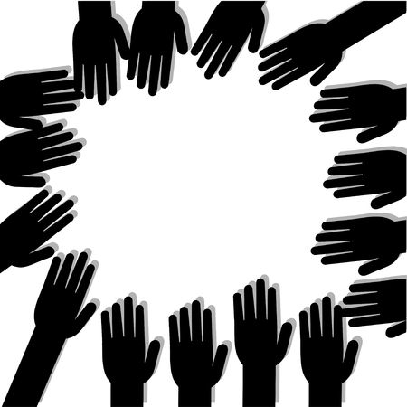 Many hands reachingのイラスト素材