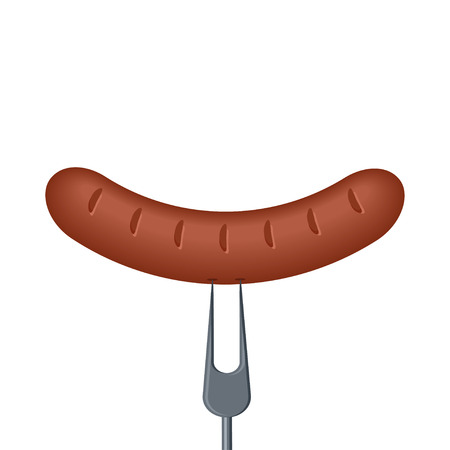 Grilled Sausage and Forkのイラスト素材